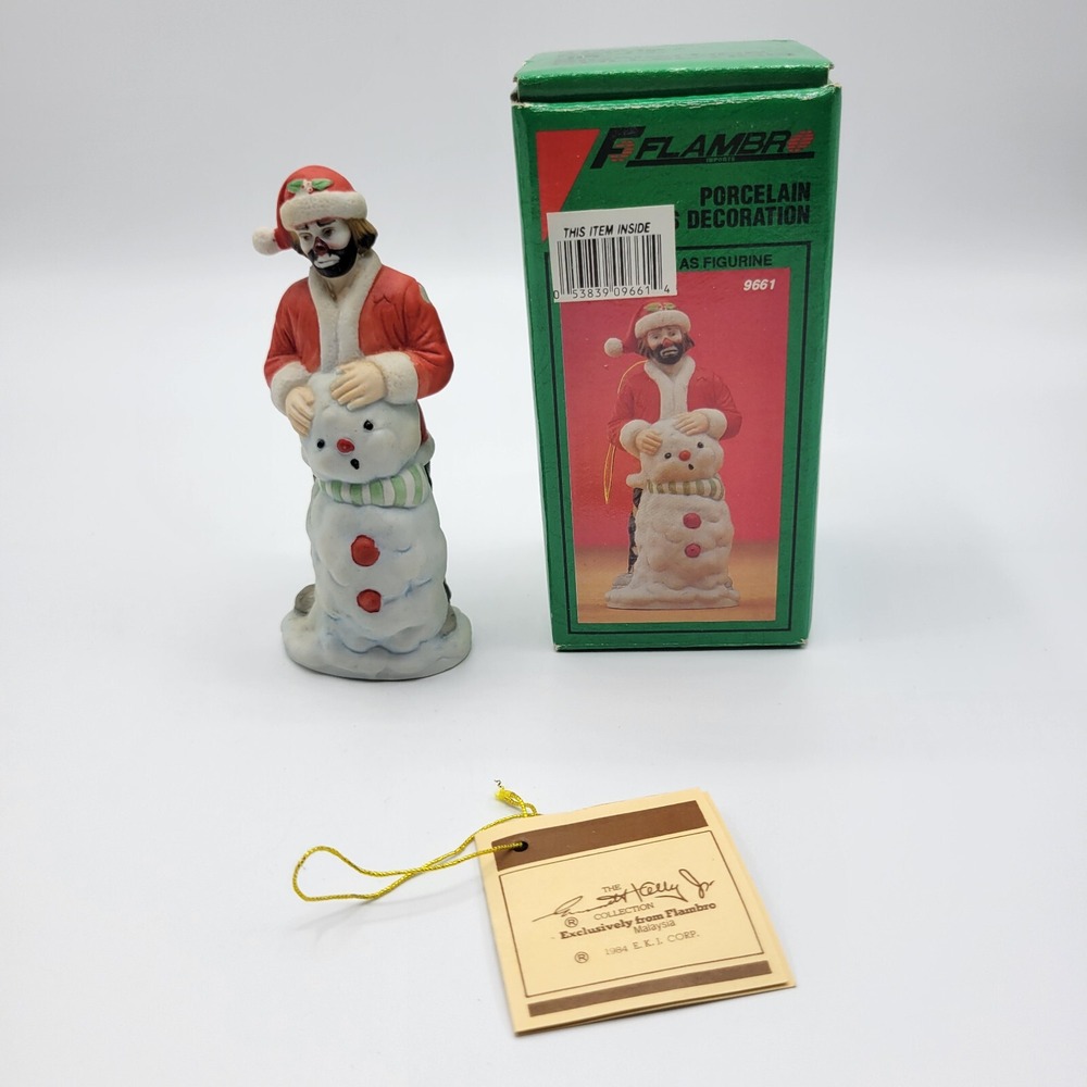 Vtg 1991 Flambro 9661 Clown Christmas Ornament Holiday Emmett Kelly Jr. Signed